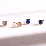 Gem stone 一粒ピアス (左右ペア)  アレルギー対応　ラピスラズリ　トルマリンクォーツ