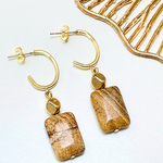 No.7 PictureJasper & Gold earrings 天然石　ストーンピアス　上品　地層　エキゾチック