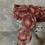 実物のお色味と違う場合があります] インド刺繍リボン　花　インド刺繍　スパンコール　刺繍リボン　リボン　りぼん　※10月8日よりゆうパケットにて発送