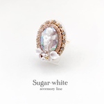 💍 my amulet 〜 至誠 ✵ 白の天使とビジューの指輪  フリーリング  オーバル型
