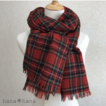 軽くてあたたか♡ウールガーゼ 大判ストール 赤チェック