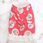 洋服みたいな暖かハーネス＊レトロ 赤＊ 胴回り32センチ 犬服