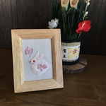 ピンクのウサギ　卯年刺繍ミニフレーム