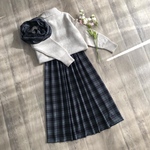 スヌード・裏地付き＊微起毛 ブラックチェック の かわいい ギャザースカート