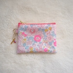 ◆Special Price◆★One side all skeleton mini pouch　 リバティ　ベッツィ　ピンクガーベラ　11×8.3cm　◆　パスケース　小物入れに