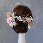 かすみ草髪飾り　ストロベリー　成人式　ヘアドレス　ヘアパーツ　プリザーブドフラワー　ドライフラワーフラワー