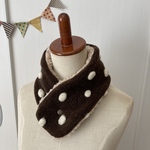 キッズ/大人用　ネックウォーマー/マフラー　スナップ Mサイズ   立体ぽんぽん茶　再1