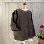 ★SALE★フェイクスウェードのノーカラージャケット(裏地付き)