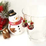 【送料無料】チェックのクリスマスボール　ピアス&イヤリング