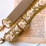 ショルダーストラップ　インド刺繍リボン×レザーベルト