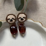 《animaux・ビーズ刺繍》ナマケモノピアス/イヤリング《受注生産》