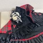 【クリスマス カミングスーン セール】ザ・ニャイドルマント　猫服　犬猫　クリスマス　Xmas X'mas アイドル　赤チェック　黒レース