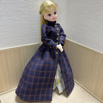 リカちゃん　ロングコートドレス　チェック柄