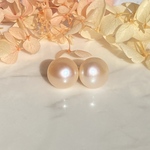 大きめパール✨ AAAA(4Aパール) 12mm 優しいオレンジ大粒シンプル淡水パールピアス/イヤリング✨