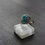ブルーコッパーターコイズ　クラシカルデザインリング　SILVER925