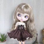 再720【ブライス スカート】革の編み上げリボンのスカート スチームパンク※ブライスアウトフィット