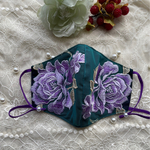 《新作》3サイズ☆立体パープルローズ刺繍レースマスク＊クレンゼ