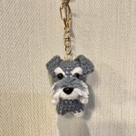 編みぐるみ犬キーホルダー：シュナウザー(ソルト&ペッパー)