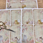 (再販×5)猫と薔薇のミニメモ＊ノーカットコラージュ素材＊コラージュペーパー＊紙モノ