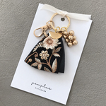 【再販】フェイクレザー×刺繍リボン　キーリングcombi（キーチャーム　キーホルダー）