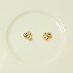 小さなクリスタルビジュー　パール　ピアス