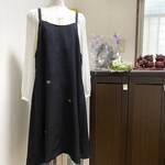 絹着物　キャミワンピース　黒　花刺繍　着物リメイク　Aライン　178  ミンネ限定sale