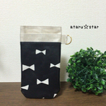 オーダー■黒リボン生地♡スリム型ポケットペンケース／オーガナイザー
