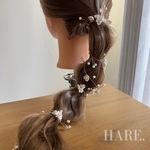 ヘッドドレス　ブライダル　ウェディング　パーティー　結婚式　成人式　ヘアドレス　ヘアアクセサリー　ヘアアレンジ　花嫁　成人式ヘア　パール　フラワー　ゴールド　小枝　小枝アクセサリー　ブライダルヘア