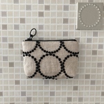 new! tambourine  ライトベージュ×ブラック　ミニポーチ　まち付き　ミナペルホネンの刺繍生地