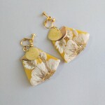 インド刺繍リボンの耳飾り Yellow