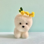 ミモザ花冠ビションフリーゼ＊マスコット　犬好きの方ぜひ！