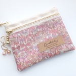 【再販】LIBERTY　リバティ　Jenny's Ribbons/ ジェニーズリボンズ　7P　－Ⅰ　wファスナー・クリアポケット付きミニポーチ　★suicaパスケース　お財布に