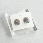 earring  oval  (beige×blue)