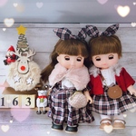 ＊163ソランちゃん・メルちゃん服＊切替チェックのワンピ丈長め