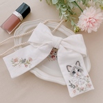 猫の刺繍リボンバレッタ（ラグドール）