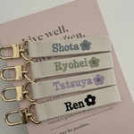 刺繍 ネームタグ キーホルダー バッグチャーム 名入れ 名前入り キーリング 名札 ハンドメイド 刺繍ネームタグ 
