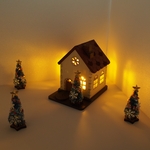 【kojirou96さん専用】クリスマス　ミニチュア　木製ハウス　LEDキャンドル エンジ色屋根