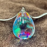🌈滴形ダイクロガラスレッド水色レッドペンダント🌈