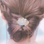 再販　雪の結晶 ブルー ホワイト  クリスマス パール 冬 ポニーフック ヘアアクセサリー ヘアカフ