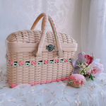 〜ミニローズ🌹・バスケット・ピンクッション付〜♪【ナチュラル×コーラルピンク】