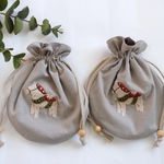 【動物刺繍】北欧ダーラナホースのまんまる刺繍巾着