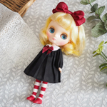 ミディブライスアウトフィット　丸ヨークワンピースとリボンカチューシャのセット（Black）