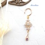 sale❦アメジスト色の雫ときらきらジルコニア＊イヤーカフ
