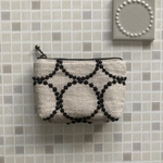 new! tambourine  ライトベージュ×ブラック　ミニポーチ　まち付き　ミナペルホネンの刺繍生地