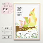 ☆足形アートポスター(インコ)☆お子様の記念日に☆バースデー/ハーフバースデー/１歳/誕生日/ベビーポスター