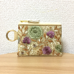 インド刺繍リボンのカラビナポーチ