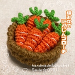 編み立て♡にんじんあみぐるみブローチ🥕５本セット(収穫カゴ付き)(送料込み)(受注制作)