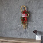 【お正月】南天のシンプルモダンなしめ飾り(水引：紅梅)　＊受注製作＊　ドライフラワーリース　しめ縄　