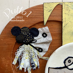  『受注生産』ゴールドの手刺繍・ハギレのタッセル　ブローチ