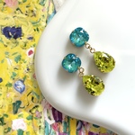 Candy stone“Emerald  blue × Uranium green” pierce/ earring